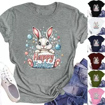 Женский топ с круглым вырезом, повседневный принт, футболка с короткими рукавами L