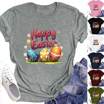 Женский топ с круглым вырезом, повседневный принт, футболка с короткими рукавами S