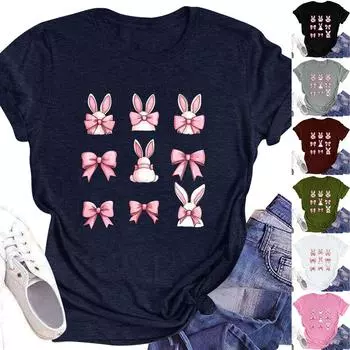 Женский топ с круглым вырезом, повседневный принт, футболка с короткими рукавами M