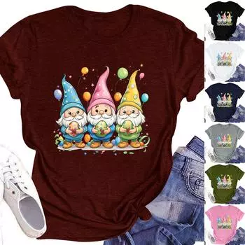 Женский топ с круглым вырезом, повседневный принт, футболка с короткими рукавами S