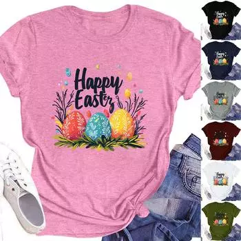 Женский топ с круглым вырезом, повседневный принт, футболка с короткими рукавами M винный