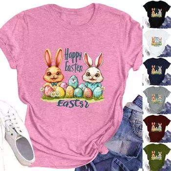 Женский топ с круглым вырезом, повседневный принт, футболка с короткими рукавами L белый