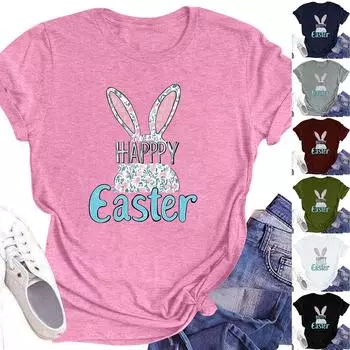 Женский топ с круглым вырезом, повседневный принт, футболка с короткими рукавами L армия зеленый