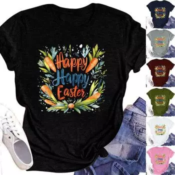 Женский топ с круглым вырезом, повседневный принт, футболка с короткими рукавами L