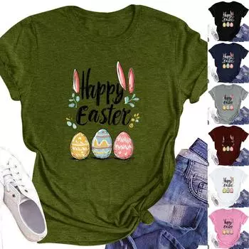 Женский топ с круглым вырезом, повседневный принт, футболка с короткими рукавами L армия зеленый