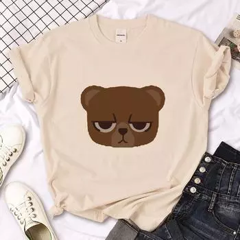 Женский топ с медведем в стиле Харадзюку, японская летняя футболка для девочек, одежда в стиле комиксов S