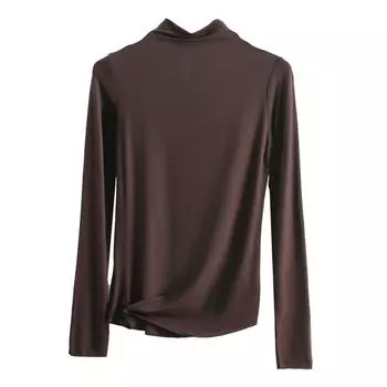 Женский топ с полувысоким воротником и длинным рукавом, эластичный обтягивающий, мягкий, теплый, однотонный, пуловер, простой стиль, женская нижняя одежда, блуза XL чёрный