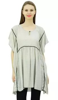 Женский топ с принтом Bimba, свободный повседневный кафтан, туника в стиле бохо, с боковыми сторонами 10 покинуть белый