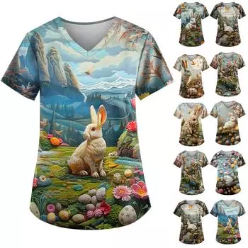 Женский топ с принтом пасхального кролика и яйца L чёрный