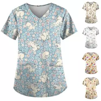 Женский топ с принтом пасхального кролика и яйца XXL синий