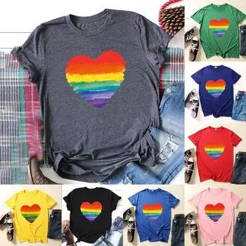 Женский топ с радужным флагом, туника, пуловер, блузка с короткими рукавами, футболка