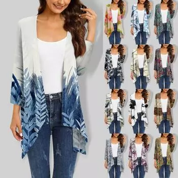 Женский топ с рукавом 3/4 в стиле ретро, легкая куртка-кардиган с карманом XXXL коричневый