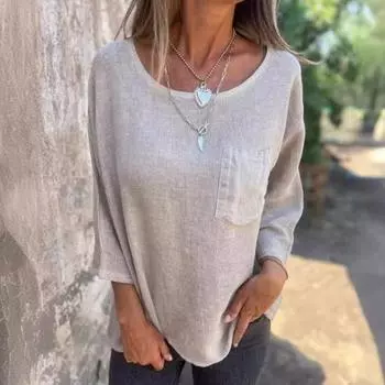 Женский топ с v-образным вырезом и круглым рукавом, цветной пуловер, свободная посадка, длинная рубашка с однотонным вырезом для работы, вечеринки, отдыха XL хаки