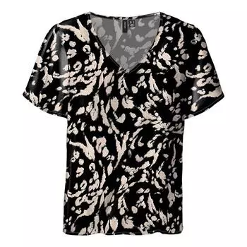 Женский топ с v-образным вырезом и короткими рукавами VERO MODA S чёрный