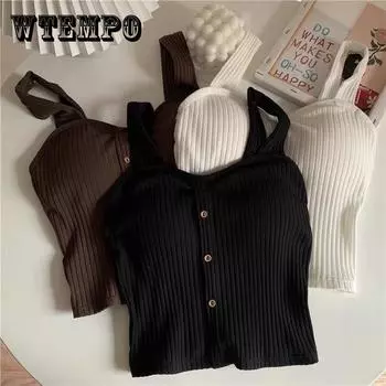 WTEMPO Женский топ с подтяжками, летний бюстгальтер с подушечками, нижняя часть груди с облегающим поясом и красивой спиной M чёрный