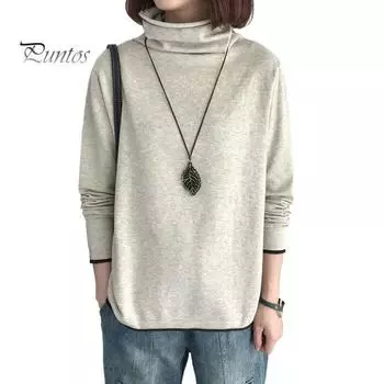 Женский топ, стильный однотонный воротник с ворсом, футболки, мягкий удобный пуловер с длинными рукавами на осень-зиму M красный