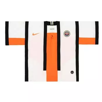 Женский топ свободного кроя средней длины Nike X Ambush в стиле Dojo Robe с цветными блоками из полиэстера и спандекса Белый Черный Оранжевый CJ1462-121 M