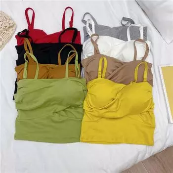 Женский топ-топ на бретельках, однотонный тонкий жилет One Size