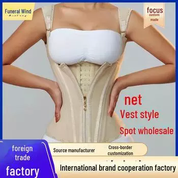 Женский топ-топ на молнии с широкими бретелями, утягивающий фигуру, в европейском и американском стиле M чёрный