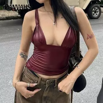 Женский топ-топ с бретелькой через шею Spice Sexy Low Cut Backless Skinny Skinny S бордовый