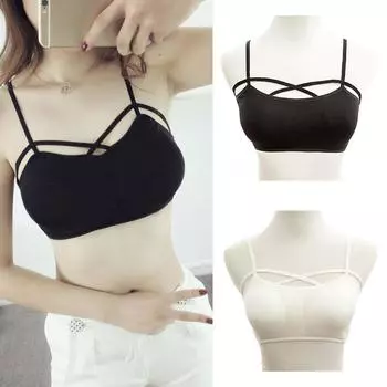 Женский топ-труба спереди с крестообразным вырезом и полостью бюстгальтера One Size