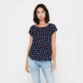 Женский топ Vic в горошек с круглым вырезом и короткими рукавами ТОЛЬКО