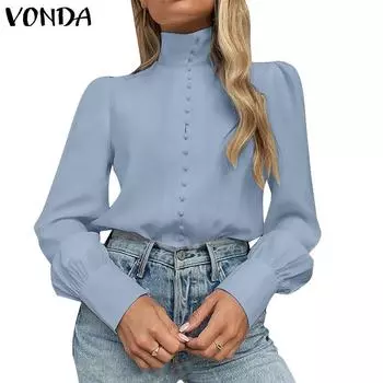 Женский топ VONDA с длинными рукавами и воротником-стойкой H Fit 3XL чёрный