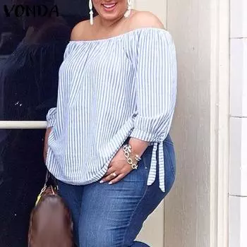 Женский топ в полоску на одно плечо VONDA M красный