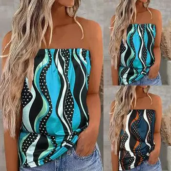 Женский топ в стиле бохо без бретелек Bandeau Boob Tube Tops, женский летний пляжный жилет, футболка