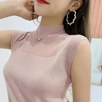 Женский топ, женская белая и черная рубашка, сексуальные топы на бретелях в уличном стиле, вязаные однотонные вязаные топы из дикого ледяного шелка, женская одежда 2922 G орион