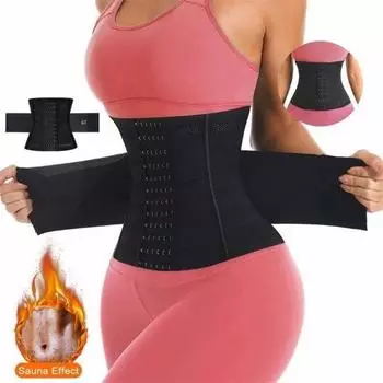 Женский тренажер для талии Body Shaper Cincher Корсет Триммер Пояс для похудения для контроля живота Корректирующее белье Тренировки Моделирующие ремни Спортивный пояс S чёрный