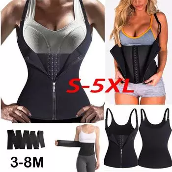 Женский тренажер для талии Cincher Zip Vest Body Shaper Top Corset Пояс для похудения S чёрный