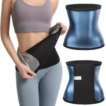 Женский тренажер для талии, ленты для сауны, спортивный пояс для похудения, формирователь тела, обертывания для сжигания жира, Cincher для тренировки, корректирующее белье, ремни для моделирования фитнеса S чёрный/синий