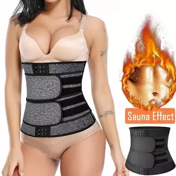 Женский тренажер для талии, пояс для похудения, пояс для похудения, Cincher Body Shaper, ремень для контроля живота, потные пояса 3XL чёрный