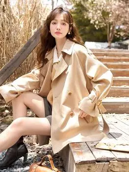 Женский Тренч Mishow, осень 2023, новое двубортное пальто с длинными рукавами, винтажное модное женское пальто MXC44W0040