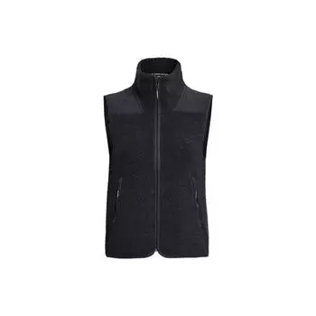 Женский тренировочный жилет Under Armour Mission Solid Color Stand Collar Fleece, жилеты черного цвета 1378864-001 S