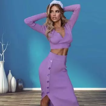 Женский трикотажный комплект с длинными рукавами и разрезом без воротника, длинное повседневное платье-халат one size белый