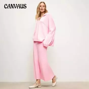 Женский трикотажный костюм Зимняя мода Простой стиль V-образный вырез трикотажный свитер полубоди юбка костюм S белый