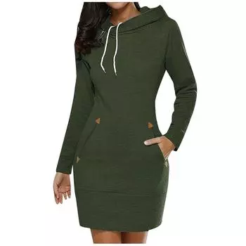 Женский трикотажный свободный свитер с длинными рукавами, трикотажное платье L армия зеленый