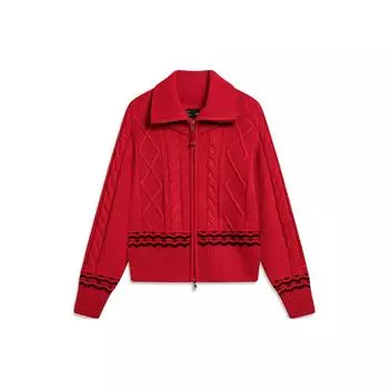 Женский трикотажный топ Li Ning Sports Trend Series Daily Progress с длинным рукавом и воротником-молнией, цвет Samba-Red AMBU014-2 S