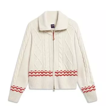 Женский трикотажный топ Li Ning в полоску с воротником-молнией и длинными рукавами, цвет белый AMBU014-4 S