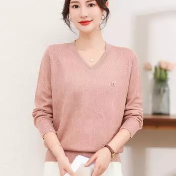 Женский трикотажный топ, осенний, утягивающий, стильный, базовый слой, пуловер с V-образным вырезом, свободная одежда для мам One size оранжевый