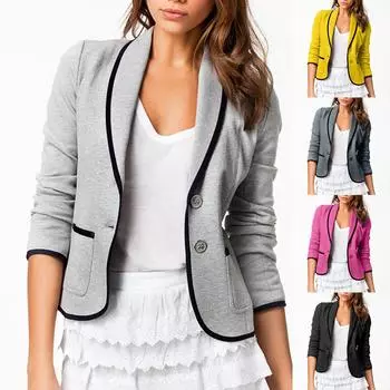 Женский твердый кардиган с открытыми передними карманами, формальный костюм, блузка с длинным рукавом, пальто L чёрный