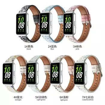 Женский твидовый тонкий кожаный ремешок для часов в клетку для Samsung Galaxy Fit 3