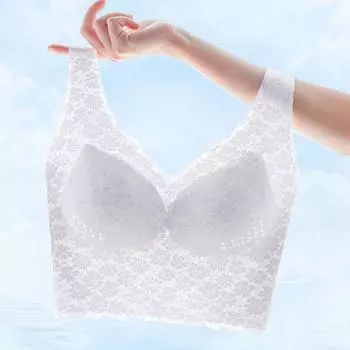 Женский удлиненный бюстгальтер-минимайзер размера плюс, беспроводной летний тонкий бюстгальтер, красивое нижнее белье сзади, собранный топ без косточек пуш-ап L фиолетовый