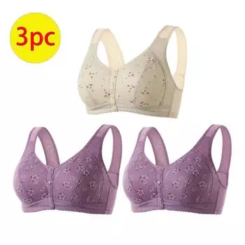 Женский удобный кружевной дышащий бюстгальтер из 3 предметов без ободков L хаки