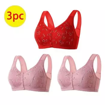 Женский удобный кружевной дышащий бюстгальтер из 3 предметов без ободков L горячий розовый