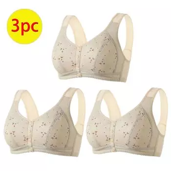 Женский удобный кружевной дышащий бюстгальтер из 3 предметов без ободков L хаки