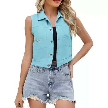 Женский удобный модный джинсовый повседневный кардиган на пуговицах, жилет L