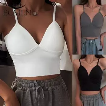 Женский укороченный топ на бретелях, бесшовное нижнее белье, женское повседневное нижнее белье, мягкая шелковистая женская мода с открытой спиной, бюстгальтер для сна One Size чёрный